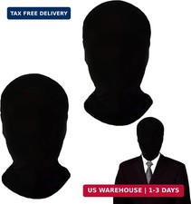2pcs Black Full Face Mask Halloween Cosplay Spandex Black Hood Breathable Facele