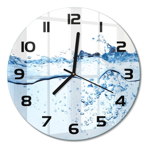 Runde Moderne Glas-Wanduhr Aus GehäRtetem Glas Wasser Schwarze Zeiger Fi30 Cm-image