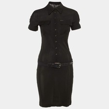 Gucci Black Jersey Pocket Front Mini Dress XS