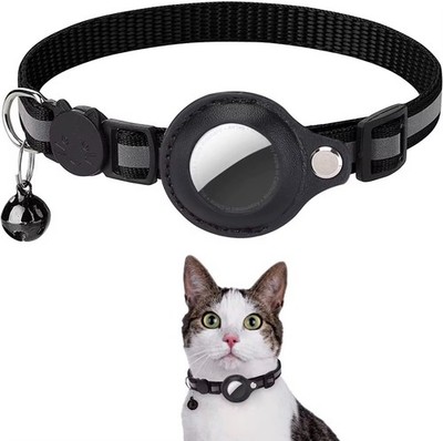 Katzen Halsband mit Airtag-Halterung, Reflektor und Glocke,  - vers. Farben