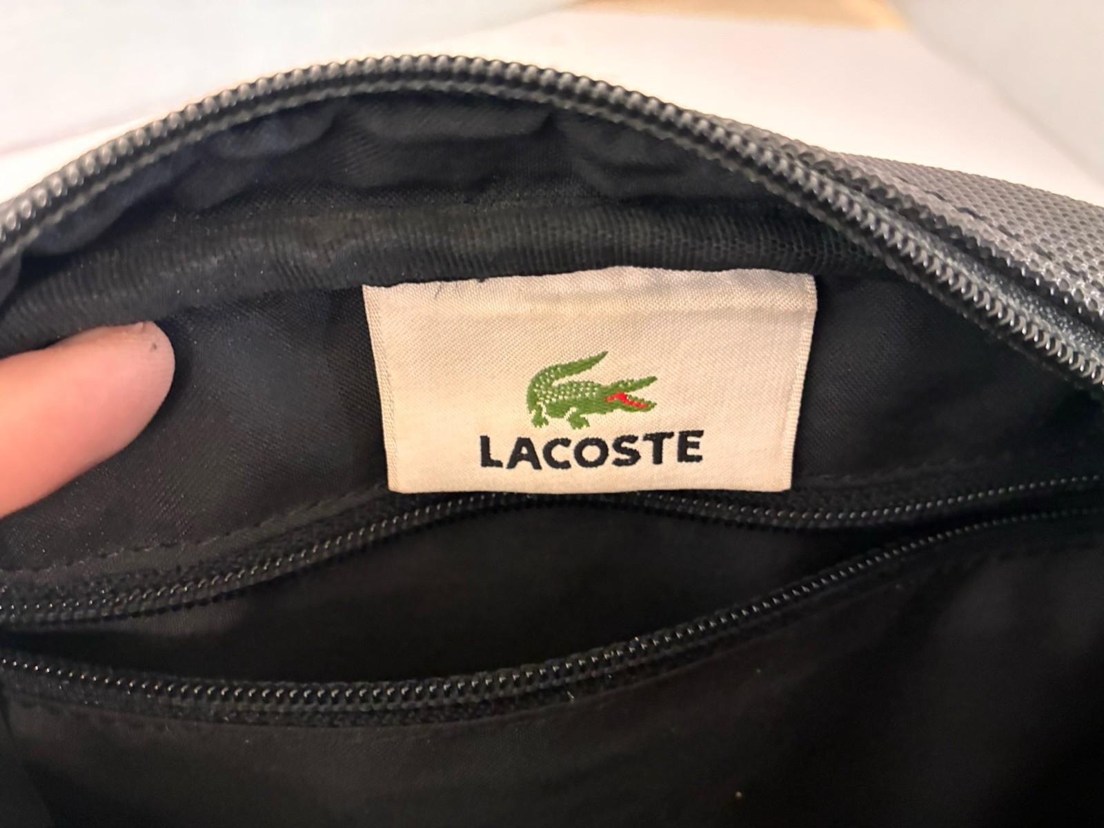 NWOT Unisex Lacoste Black Crossbody Bag - Adjustable Strap Great for Travel thumbnail 2