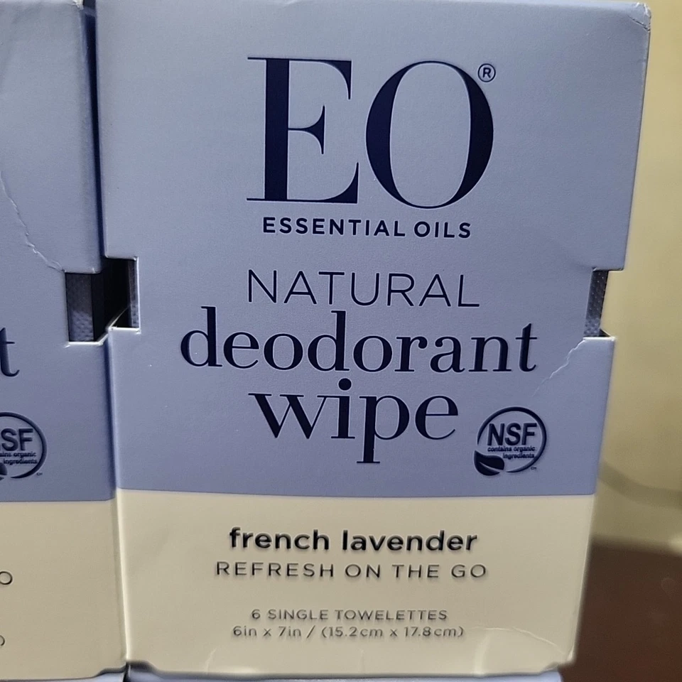 EO Desodorante Limpiar Lavanda Francesa Refrescar Sobre la marcha 4 Cajas (24 Toallitas en Total) Foto 2 de 3