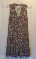 Nine West orange/green print SL tier dress Sz. M