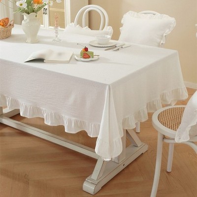 Geraffte Tischdecke Elegant Rüschenkante Borte Klassischer Stil für Esszimmer
