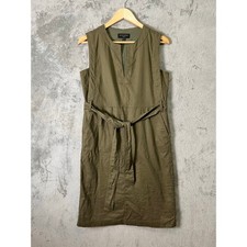 Banana Republic Linen Blend Midi Shift Dress Small Petite Vegan Green Lined