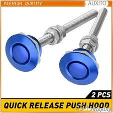 2x Push Button Quick Release Hood Bonnet Lock Pins Clip Bumper Latch Kit BULE