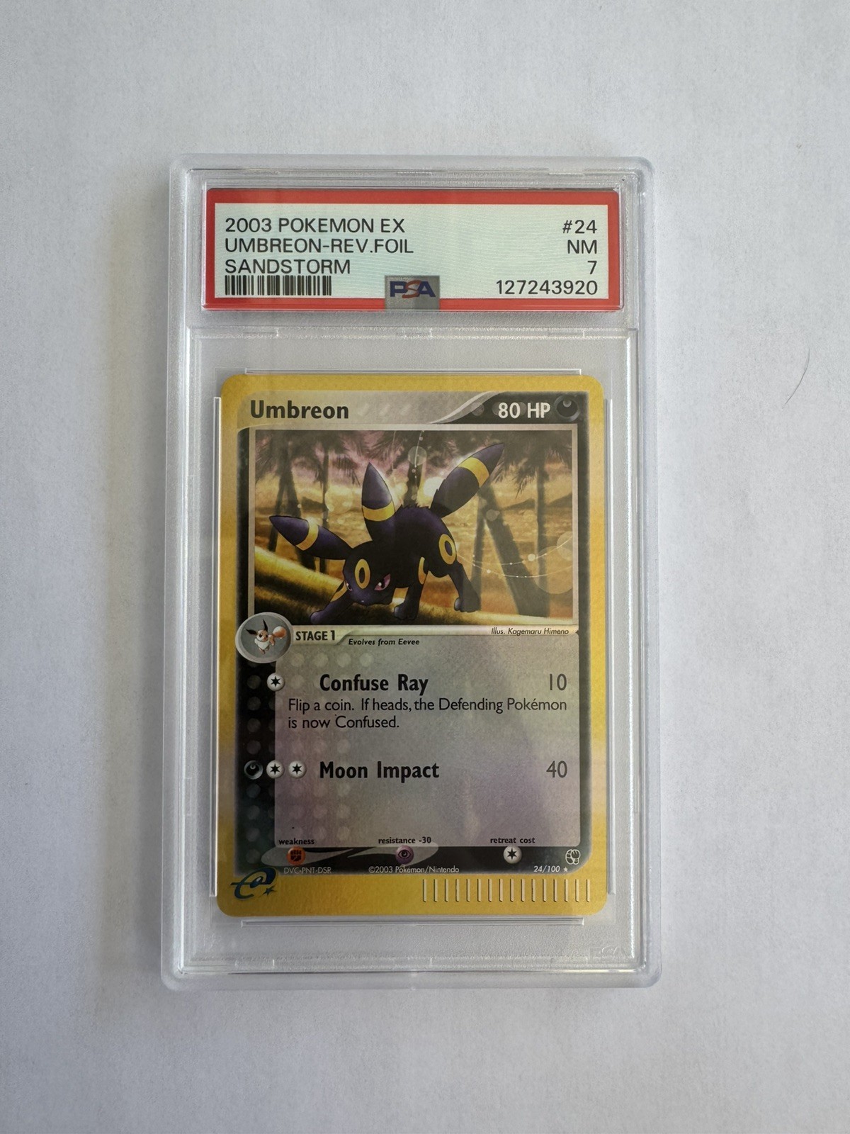 Umbreon 24/100 EX Sandstorm Reverse Holo PSA 7 NM LOW POP 110!