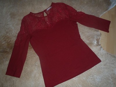 Orsay women's shirt 3/4 sleeve size S lace red second hand must see!!