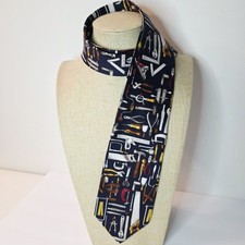 ALYNN NECKWEAR 100% Silk Tie Mr. Fixit Tools Blue 3.75" x 56" Made In USA