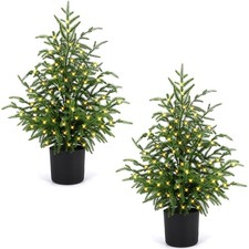 ENVEN 2FT Artificial Norfolk Pine Christmas Tree   2FT, Prelit-2ft-2pack