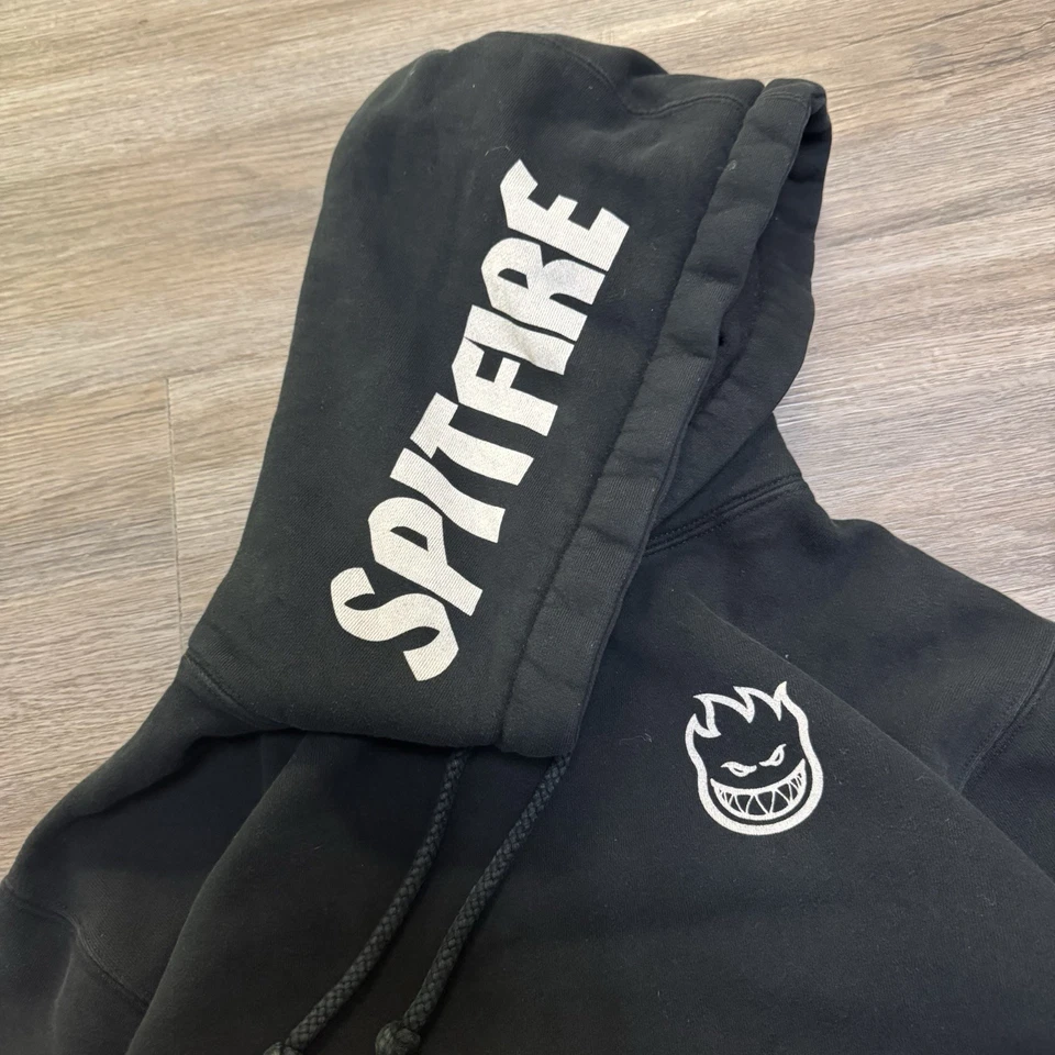 Moletom com capuz Spitfire The End preto vintage tamanho Y2K pequeno skatista grunge punk anos 90 - Imagem 3 de 3