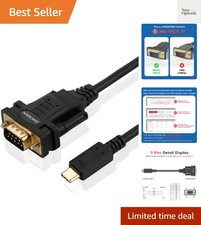 USB Type C to RS232 DB9 Serial Port Adapter Cable, FTDI Chipset, Supports Win...