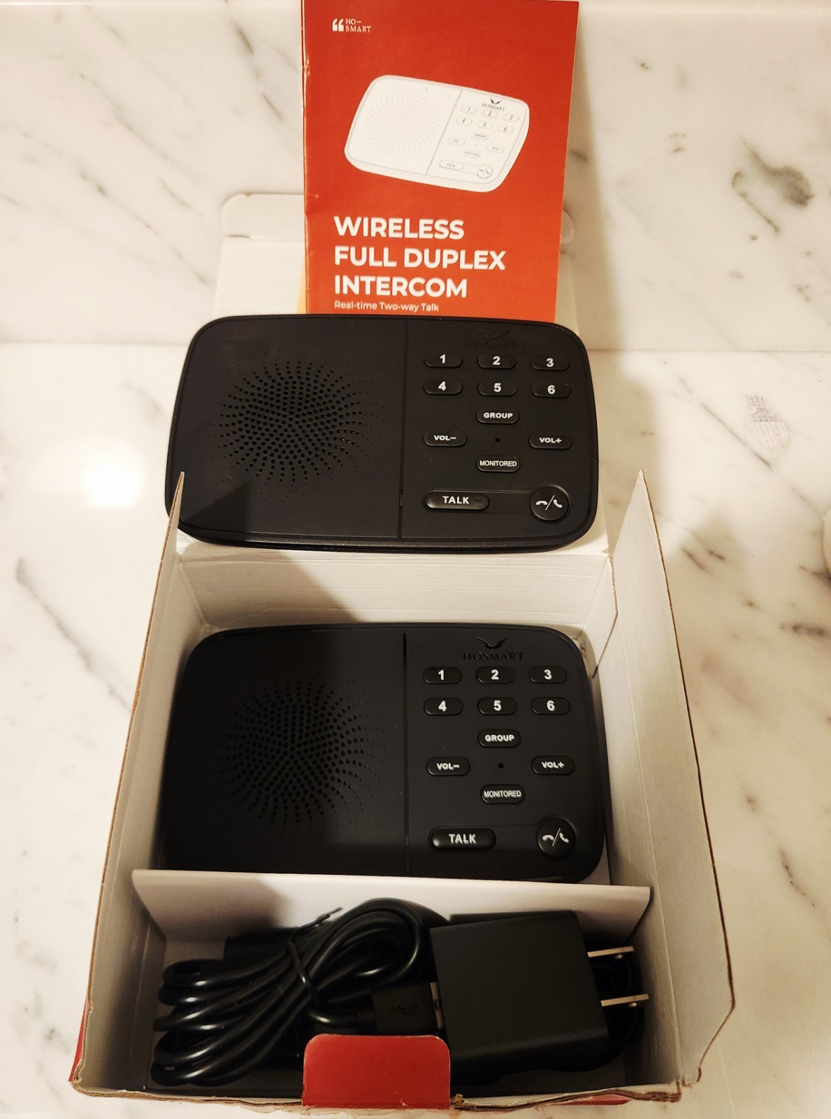 Hosmart HY812 Black Wireless Intercom System For Home Business Office 2 Pack