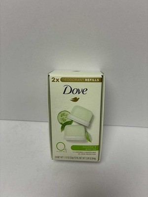 Dove Deodorant Refill Kit 2 Count Cucumber & Green Tea 1.13 oz /32g 0% Aluminum