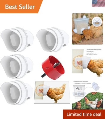 Automatic Chicken Feeder - Rainproof 4 Port Gravity Feed Kit with Hole Saw