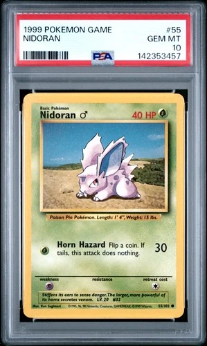 1999 POKEMON BASE SET UNLIMITED #55 NIDORAN PSA 10