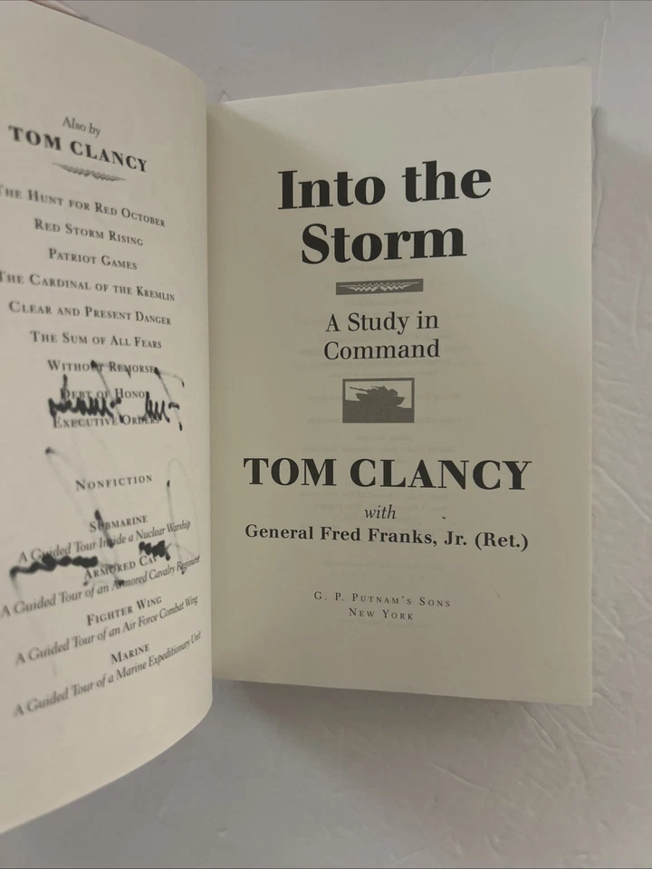 SIGNED Tom Clancy Gen Fred Franks Into the Storm A Study in Command 1997 1st HC - Imagem 3 de 4