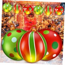 3 Pcs 24 Inch Giant Christmas Inflatable Balls Decor with LED Lights - Xmas