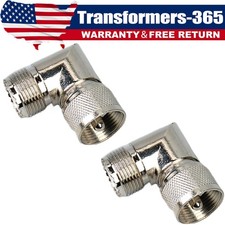 2 Pack UHF PL-259 Male to SO-239 Female Right Angle 90 Degree Adapter Connector