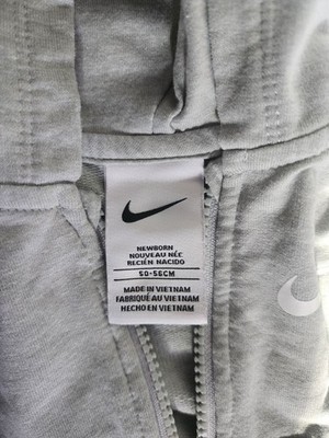 Nike Newborn Gray Hooded Zip Fleece Cotton Hoodie & Pants Set 2-Piece