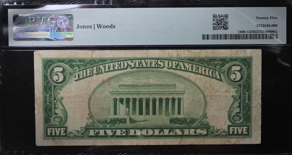 1929 VF25 Fr. 1800-1 National Note 5$ , PCGS, F033047A - Image 4 of 4