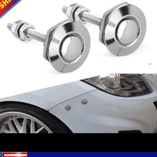 Bonnet Catch Push Button Quick Release Hood Pins Latch Protectors Lock Silver 2x