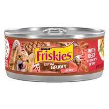 Friskies Extra Chunky Gravy, Soft Beef, Wet Cat Food, 5.5 oz Cans, 24 Pack