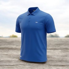 Fila mens short sleeve polo shirt XL logo sports Blue