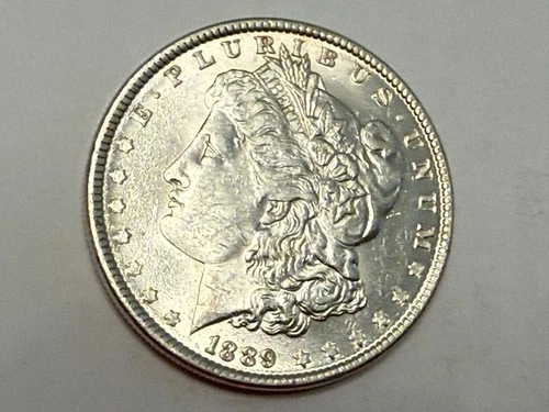 1889 Morgan U.S. silver dollar. Satiny white UNC. #ek1