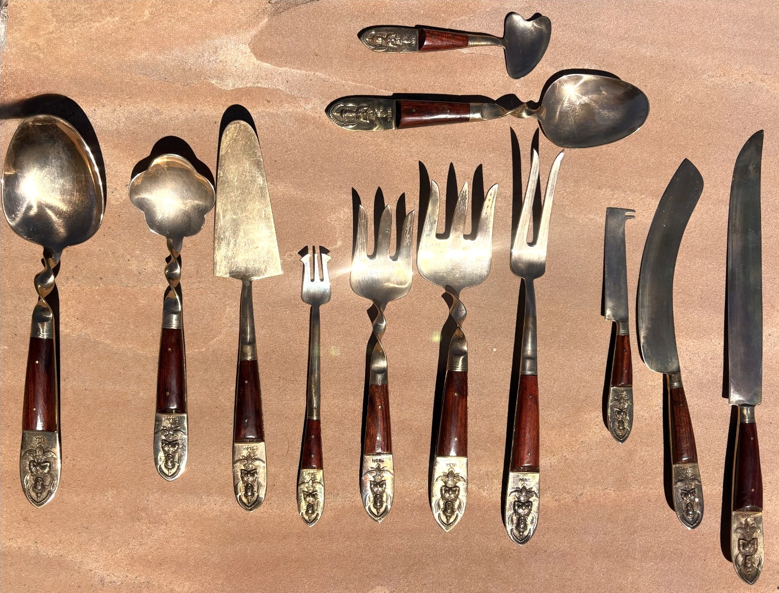 Vintage Bangkok Thailand Silverware Set Serving Forks Spoons