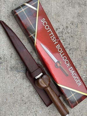 13  Bollocks Dagger Wood Handle Phallus Leather Sheath Spear Point Double Edge