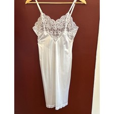 Vintage Greenco Maid Full Slip White Floral Lace Coquette Bridal Romantic