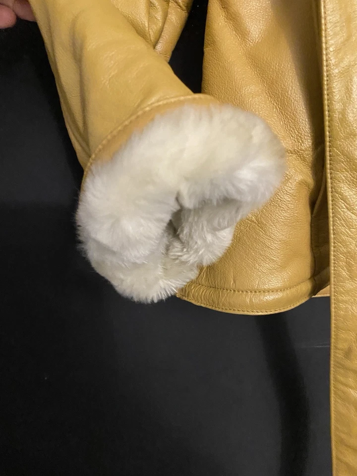 Abrigo de cuero vintage Wilsons para mujer mediano con capucha forrado de piel sintética PESADO Foto 4 de 4