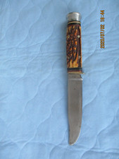 Altes Jagdmesser mit Hirschhorn Griffschalen  ERN  SOLINGEN  GERMANY mit Logo