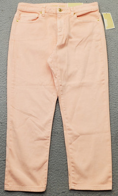 Michael Kors IZZY Cropped Skinny Jeans Womens 8 Orange Slim Fit Mid Rise Stretch