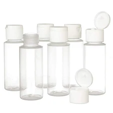2oz Clear Plastic Empty Squeeze Bottles with Flip Cap - BPA-free - Set of 6 -...