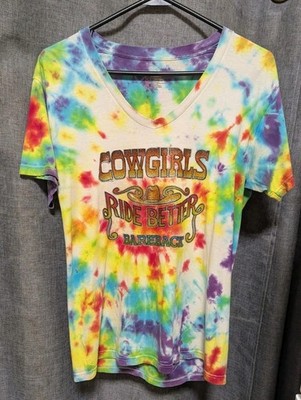 Cowgirls Do It Better  70s Glitter Transfer Tie Dye Size S Western Country Girl