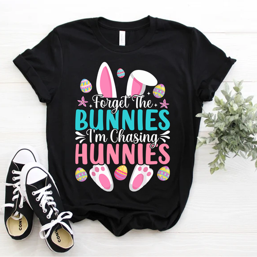 Forget The Bunnies I'm Chasing Hunnies Toddler Funny Easter T-Shirt Size S-5xl - 第 1/5 張圖片
