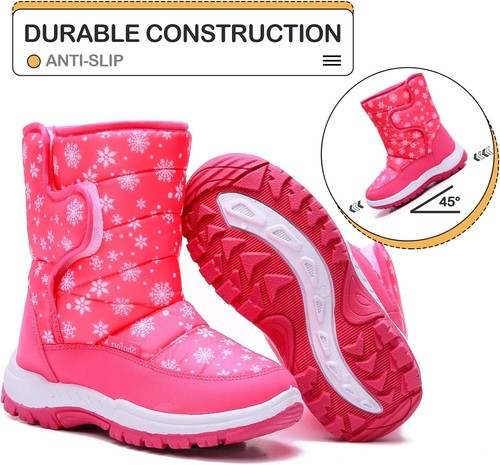 Kids Snow Boots Girls Waterproof Insulated Winter Boots Warm Fur Lined size 6 - Picture 2 of 6