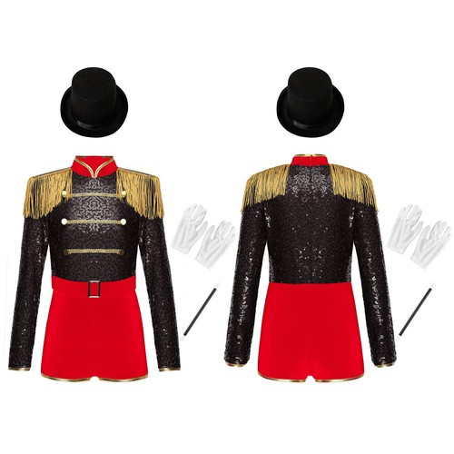 Girls Set Circus Outfit Jumpsuit Suit Drummer Fancy Costume Dress Up Sequins - 第 13/25 張圖片