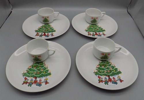 4 Berggren God Jul Christmas Snack Sets Plate & Cup Traynor Swedish Scandanavian