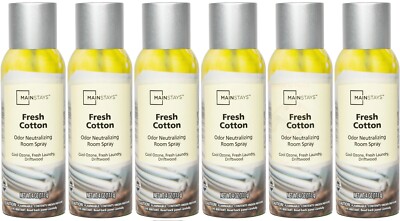 6 Mainstays FRESH COTTON Odor Neutralizing Room Spray Mist Perfume 4 oz