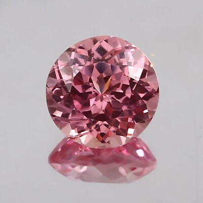 6.35 Ct Natural Ceylon Padparadscha Sapphire Round Cut Loose Gemstone 10.50 MM
