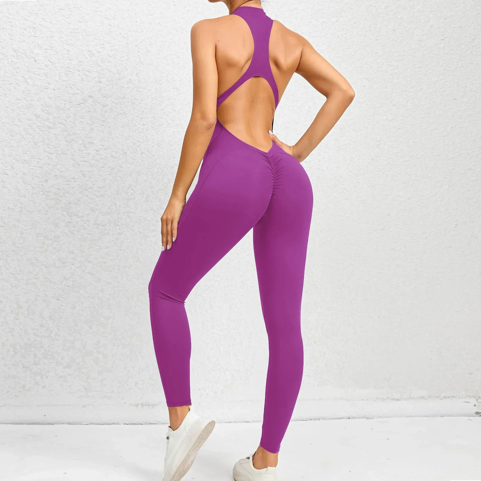 Sexy Hollow Backless Scrunch Sporty Jumpsuit Raises Butt Woman Gym Set One Piece image 8