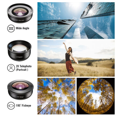 APEXEL 5-in-1 Phone Camera Lens Kit Macro Lens fisheye for iphone 12 13 Android - Picture 15 of 18