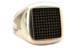 John Hardy Mens Size 10 Classic Chain Jawan Silver & Rhodium Signet Ring NWT