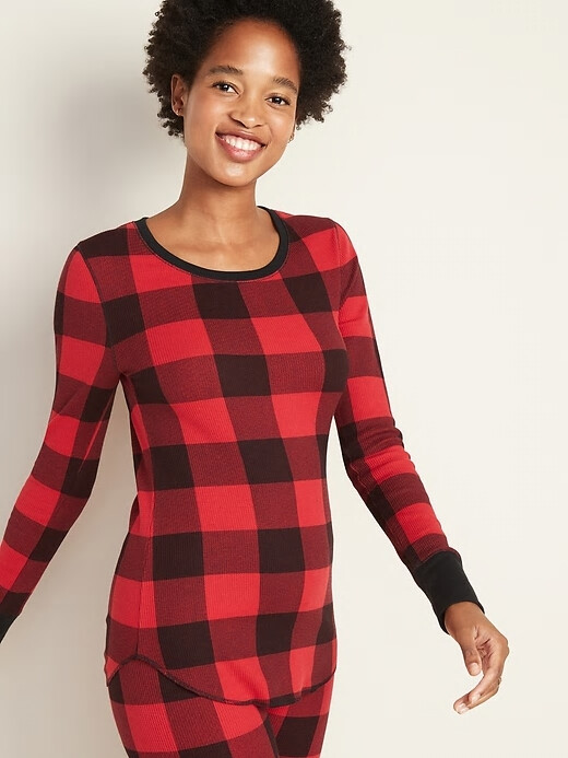 NWT Old Navy Красная клетчатая футболка из вафельного трикотажа в клетку Buffalo, мягкая женская маленькая