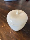 Vintage Hazel Atlas White Milk Glass Apple Shaped Jam/Jelly Jar w/Lid