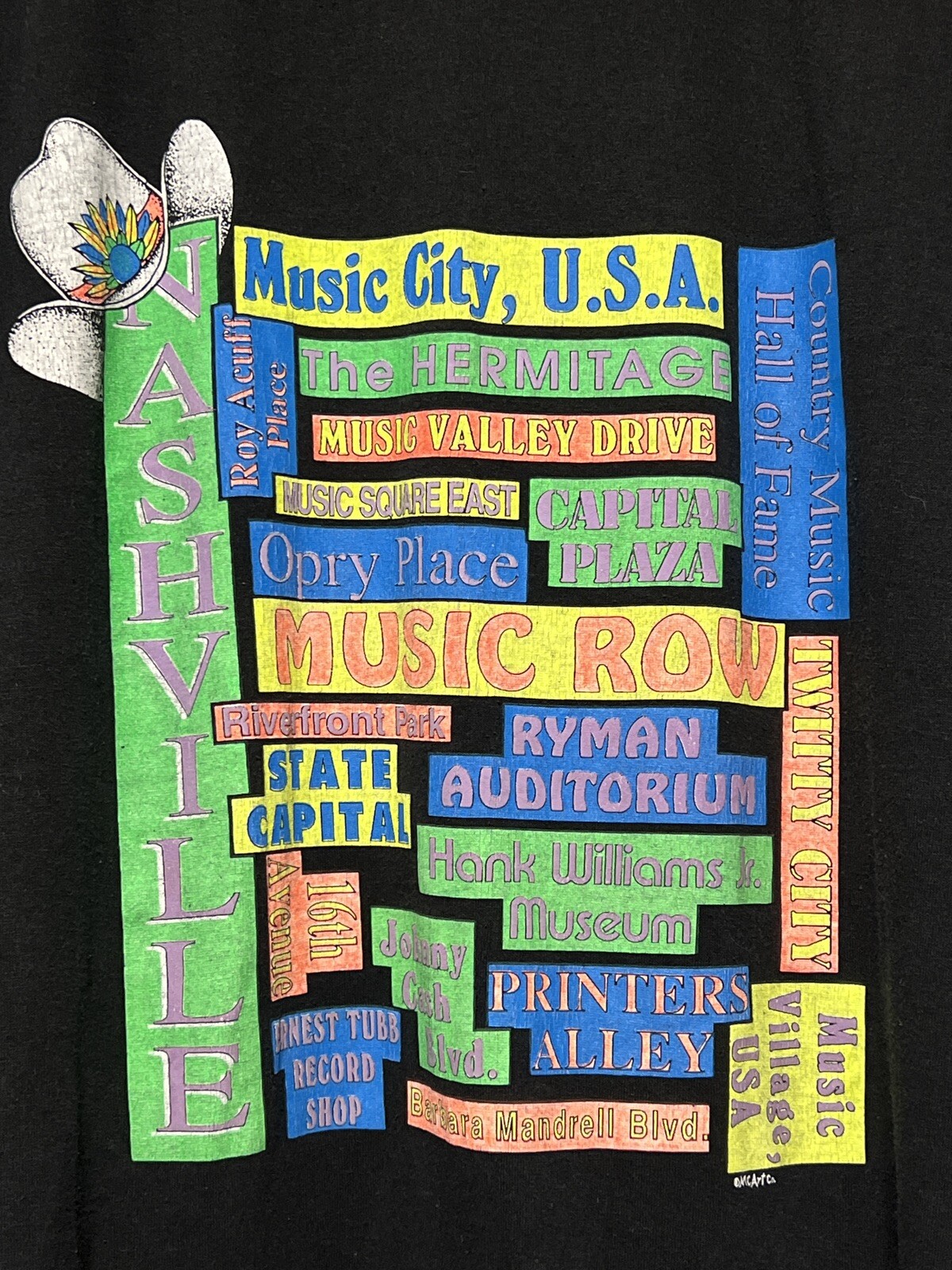 FILA T shirt vintage anni 90 Music Row Venues USA Nashville taglia L punto singolo