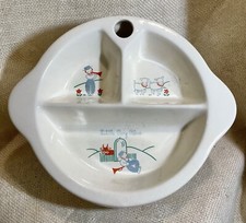 Vintage 1948 EXCELLO Little Boy Blue ceramic warming divided children s dish
